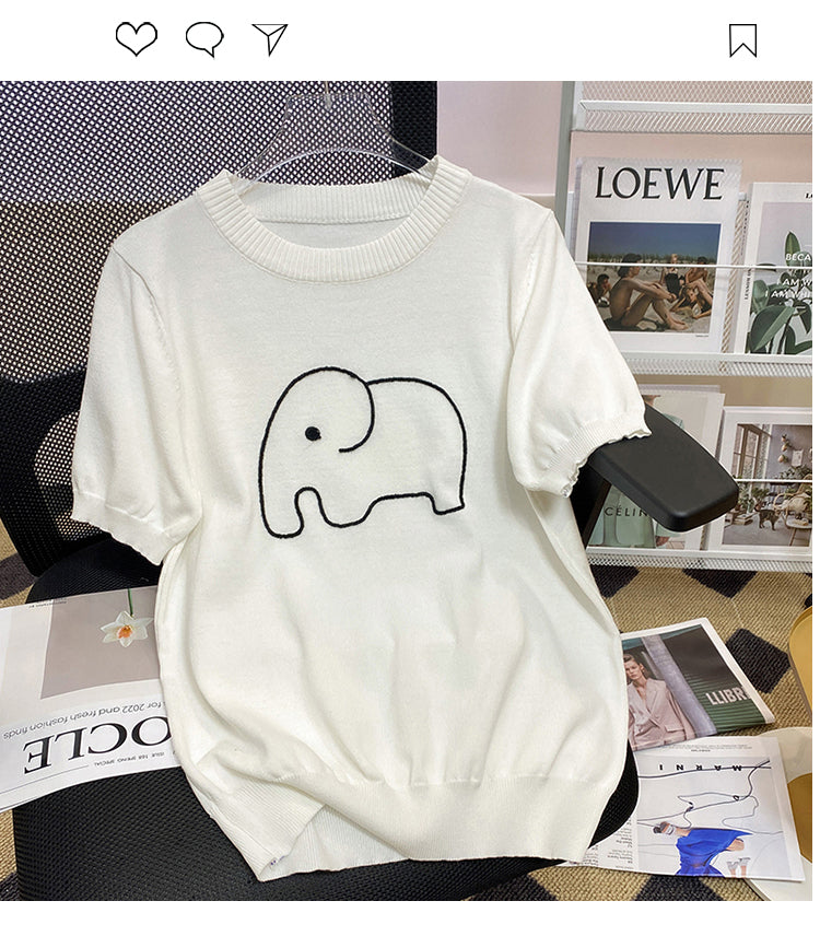 Plus Size Korean Elephant Knit Blouse