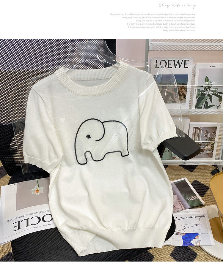 Plus Size Korean Elephant Knit Blouse