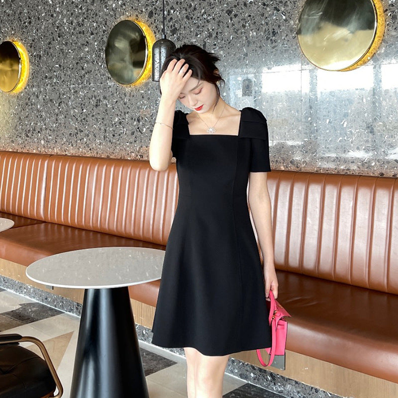 Plus Size Korean Ribbon Shoulder Square Neck Dress