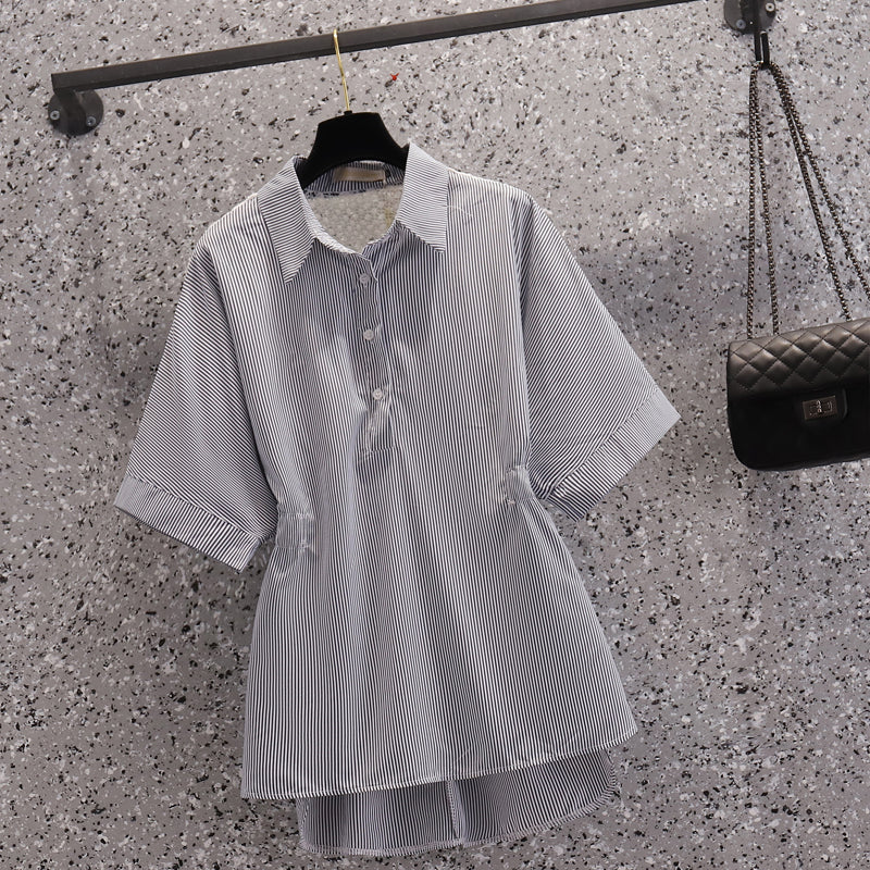 Plus Size Stripe Shirt Blouse