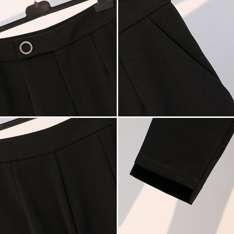Plus Size Gem Buckle Capri Trousers