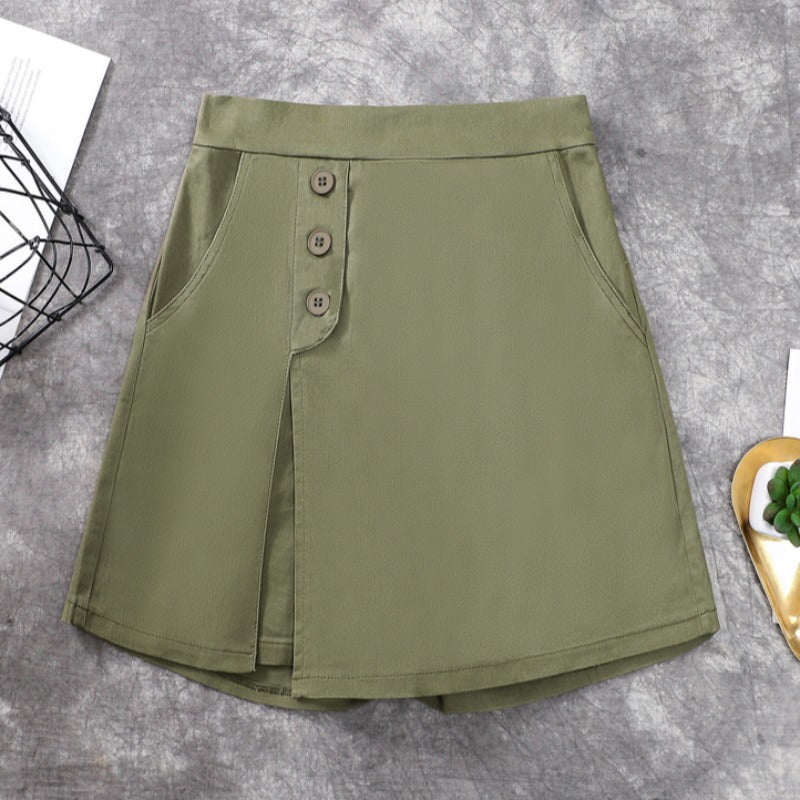Plus Size Button Skorts