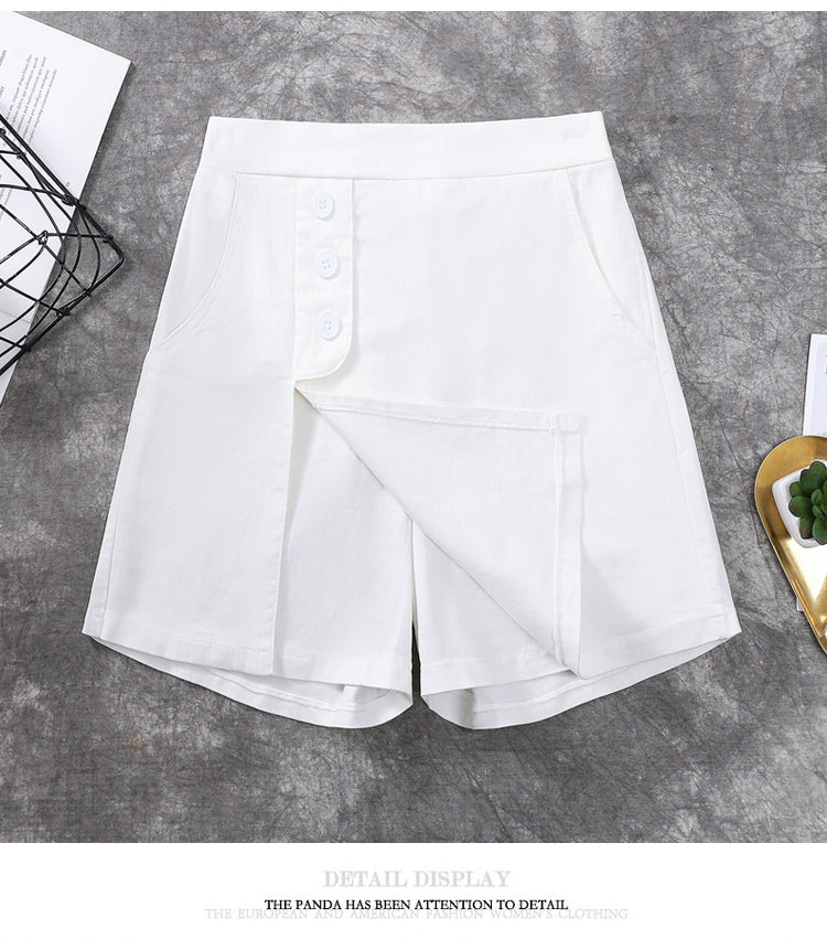 Plus Size Button Skorts