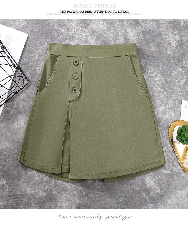 Plus Size Button Skorts