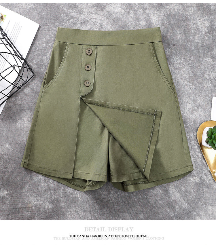 Plus Size Button Skorts
