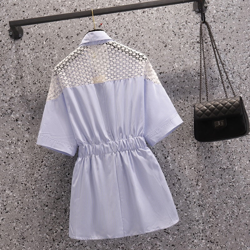 Plus Size Stripe Shirt Blouse