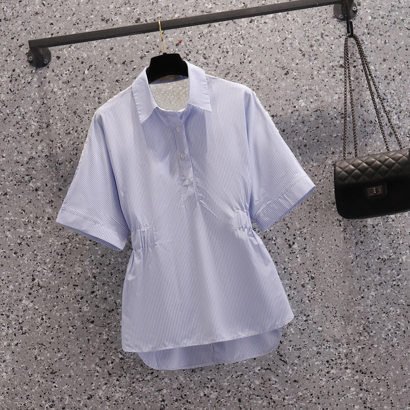 Plus Size Stripe Shirt Blouse