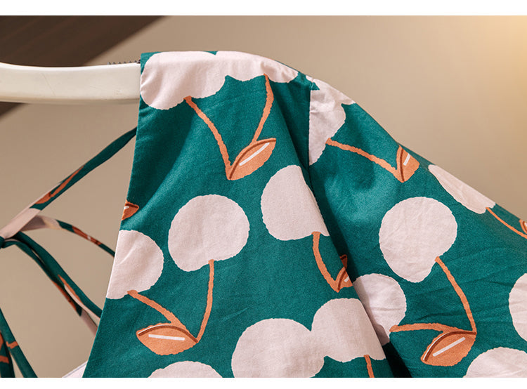 Plus Size Korean Cherry Green Dress