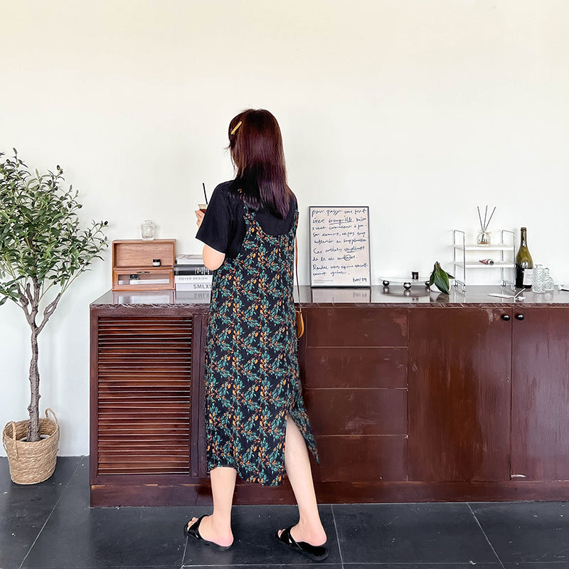 Plus Size Korean Floral Mock 2 Piece Dress