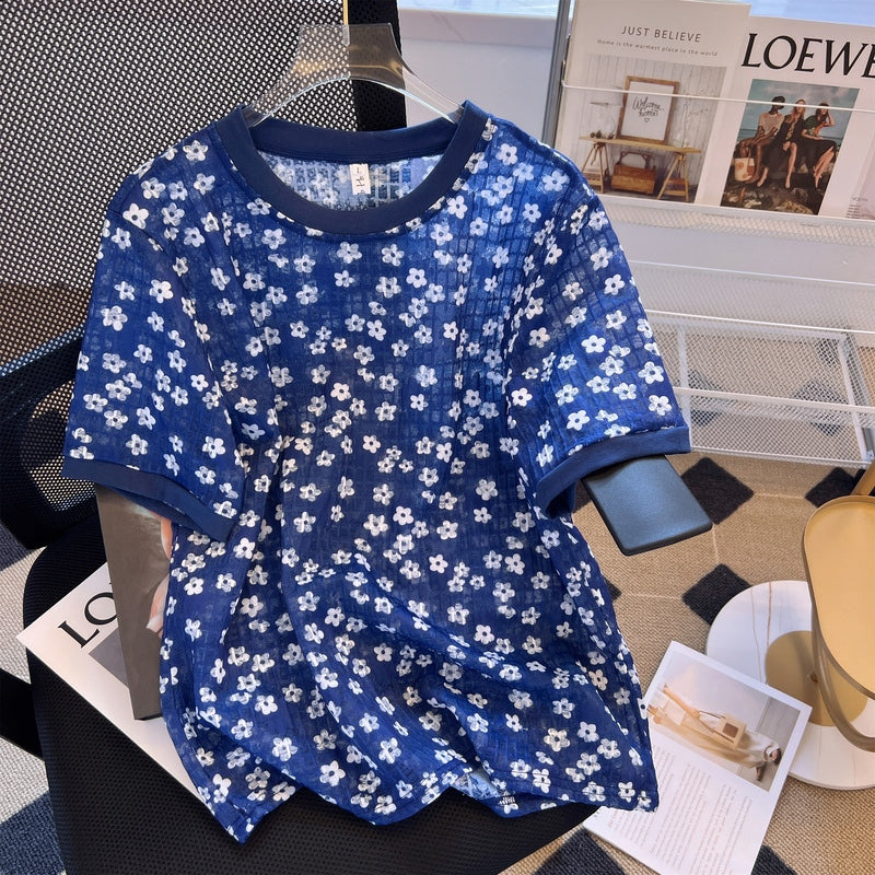 Plus Size Korean Floral Print Blouse