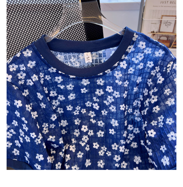Plus Size Korean Floral Print Blouse