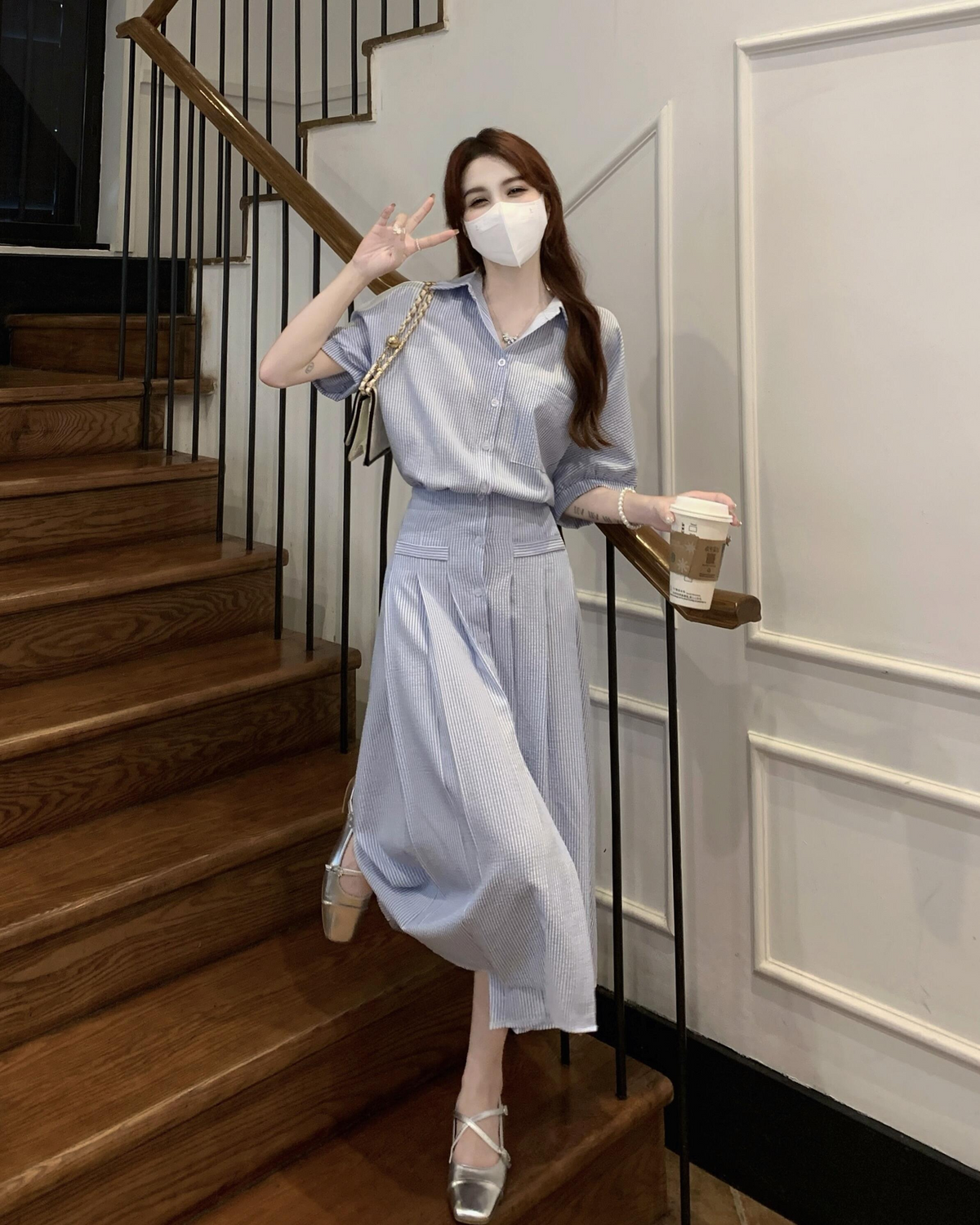 Plus Size Korean Midi Shirt Dress