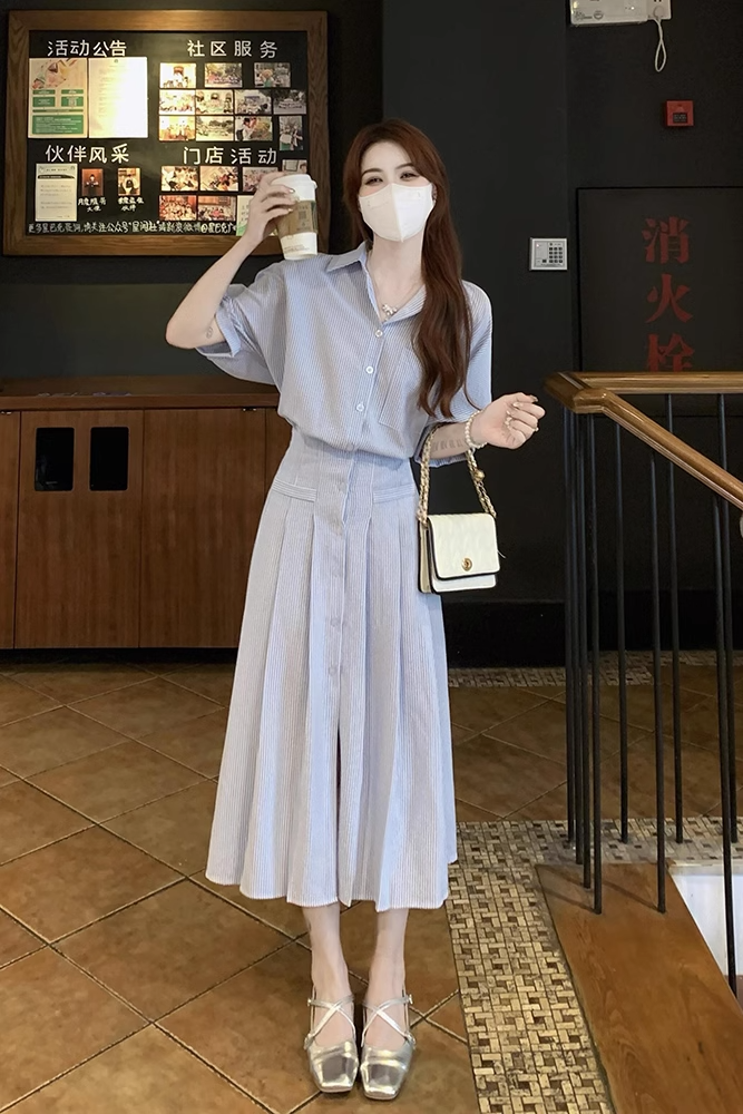 Plus Size Korean Midi Shirt Dress