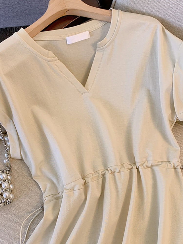 Plus Size Korean Notch Neck Midi Dress
