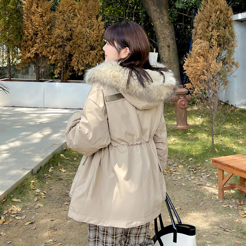 Plus Size Korean Fur Hood Down Padded Long Winter Jacket (EXTRA BIG SIZE)