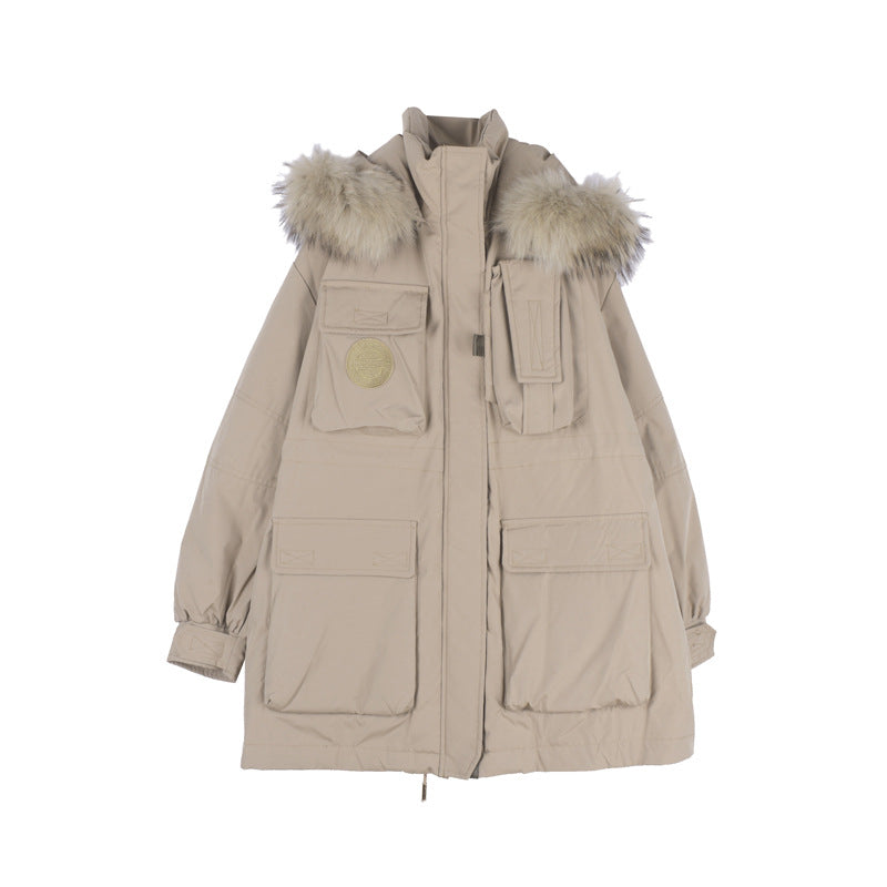 Plus Size Korean Fur Hood Down Padded Long Winter Jacket (EXTRA BIG SIZE)