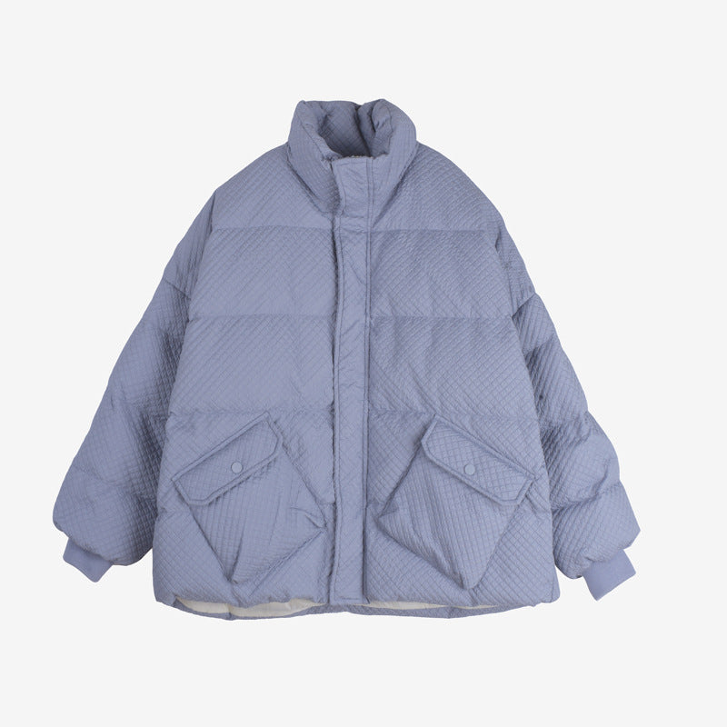 Plus Size Korean Down Grid Padded Short Winter Jacket (EXTRA BIG SIZE)