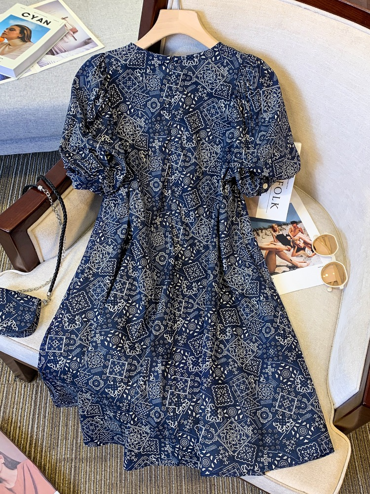 Plus Size Korean Paisley A Line Dress with Matching Mini Bag