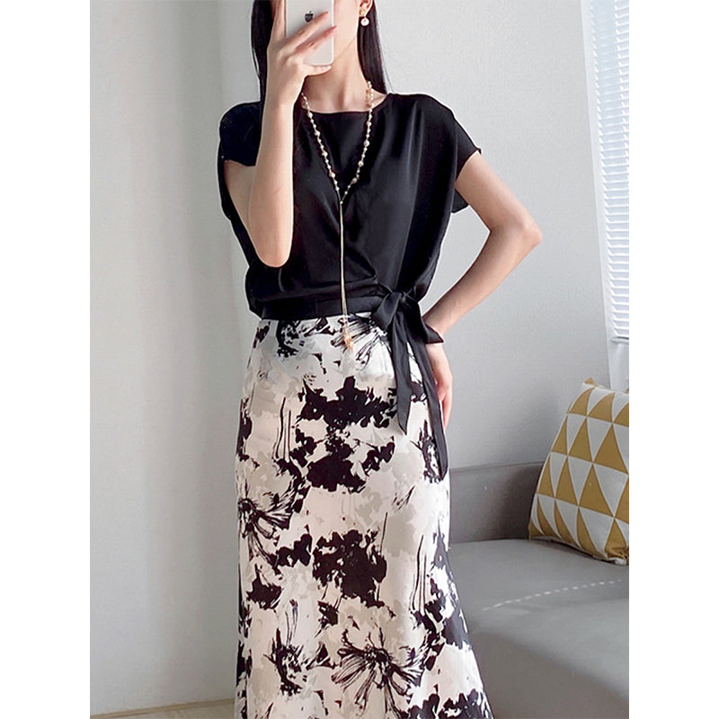 Plus Size Korean Side Tie Chiffon Blouse