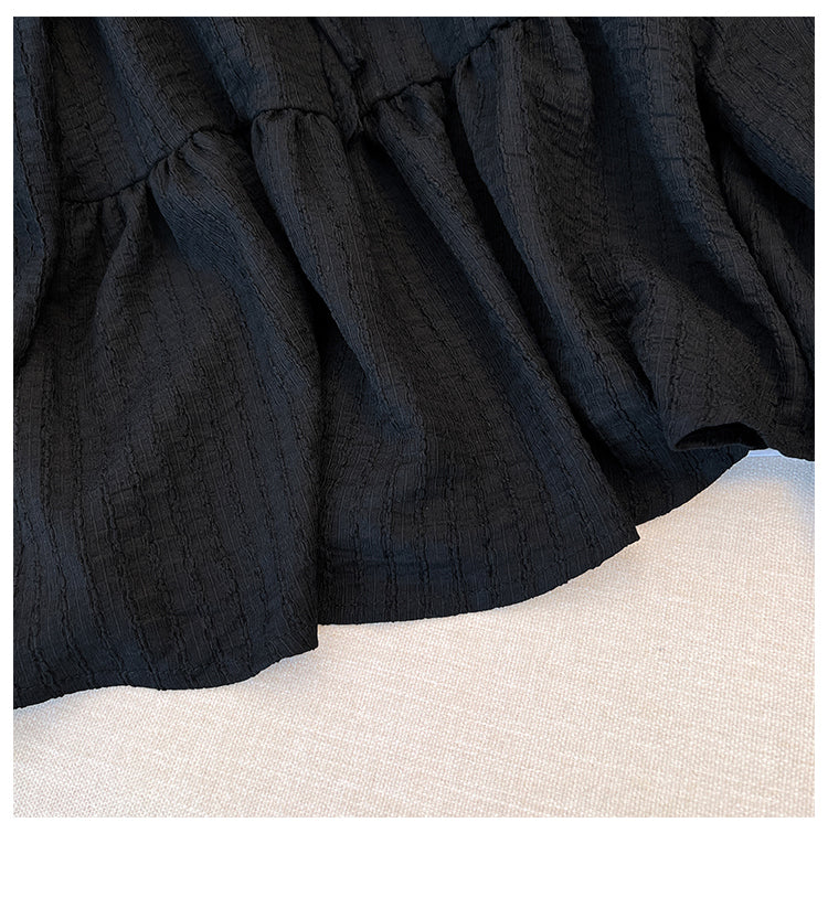Plus Size Square Neck Textured Long Sleeve Blouse