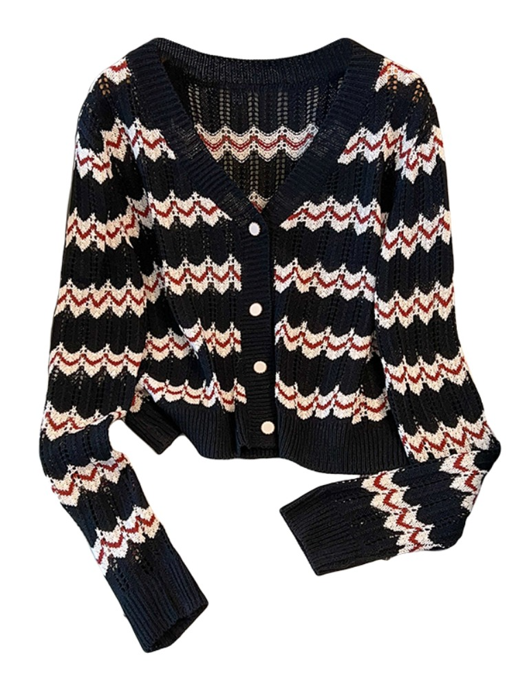 Plus Size Korean Stripes Cardigan