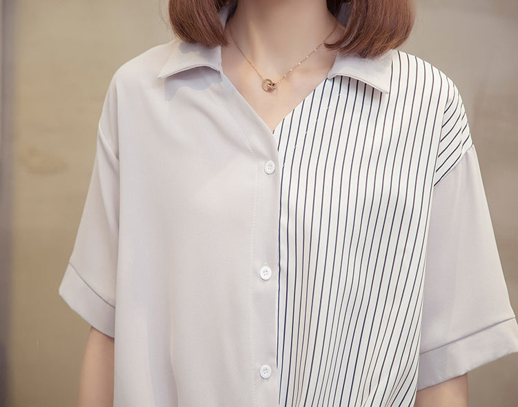 Plus Size Stripe Layer Shirt Blouse