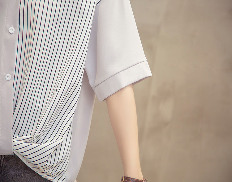 Plus Size Stripe Layer Shirt Blouse