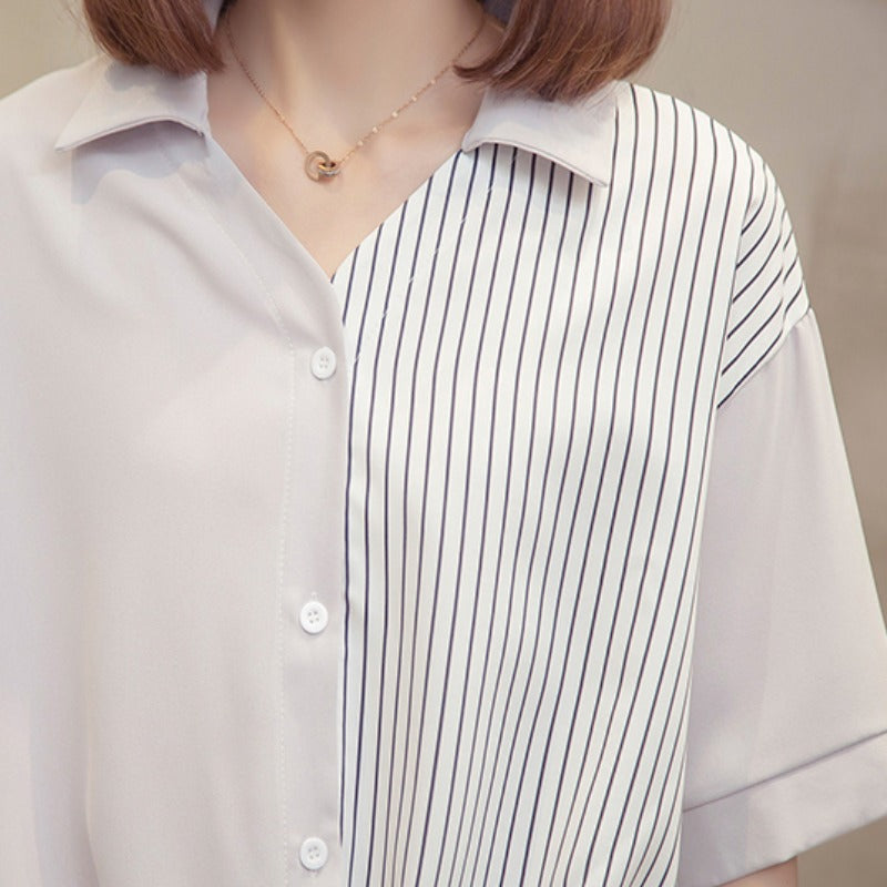 Plus Size Stripe Layer Shirt Blouse