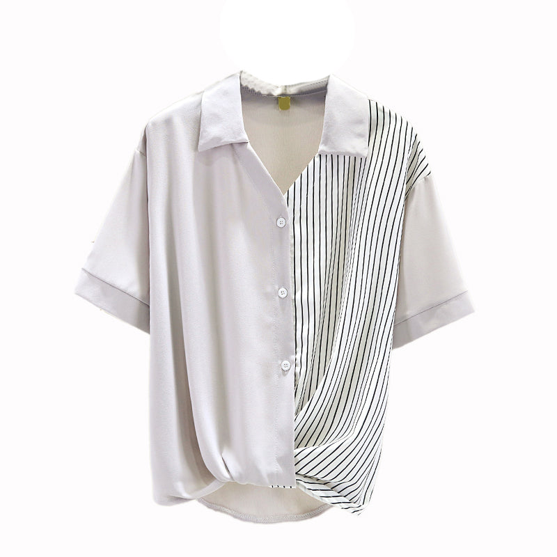 Plus Size Stripe Layer Shirt Blouse