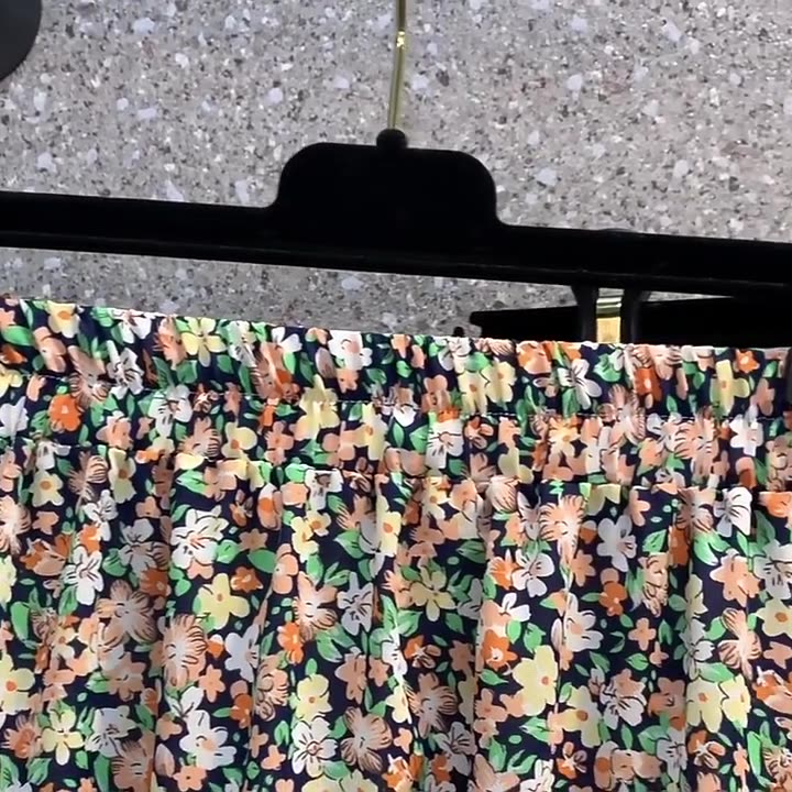 Plus Size Korean Ditsy Floral Frills Midi Skirt