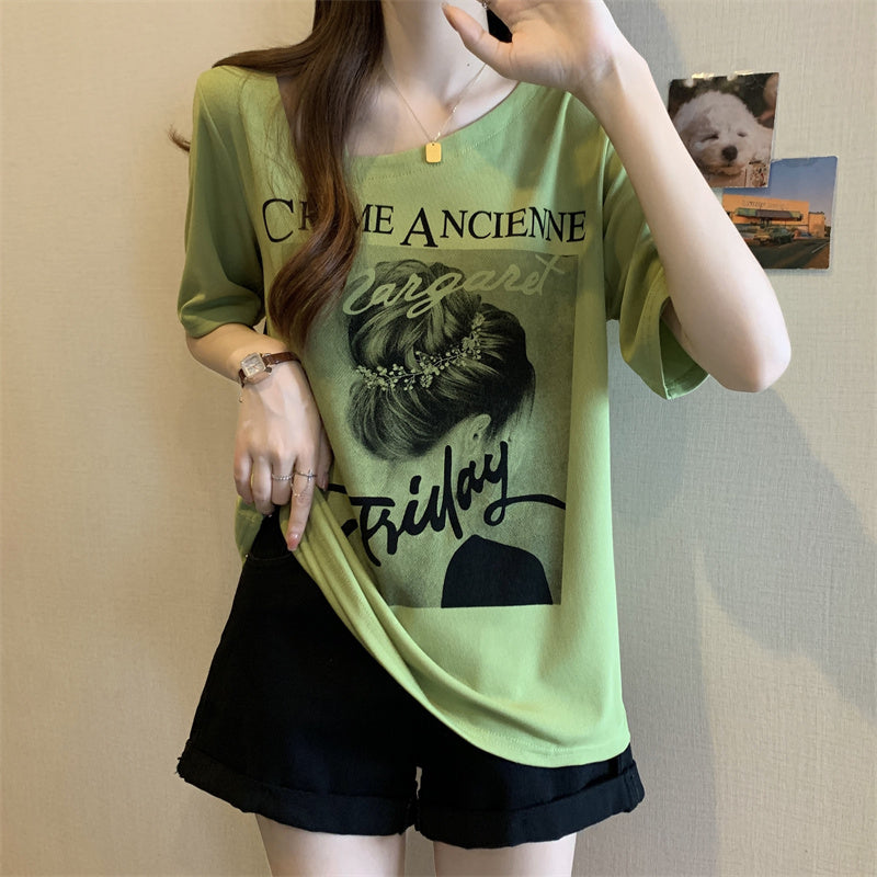 (Special Price!) Plus Size Korean Cold Shoulder Graphic T Shirt