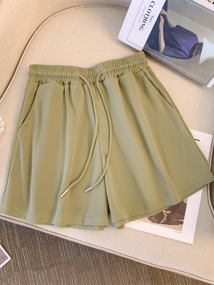 Plus Size Korean Sweater V Neck Top and Shorts Matching Set