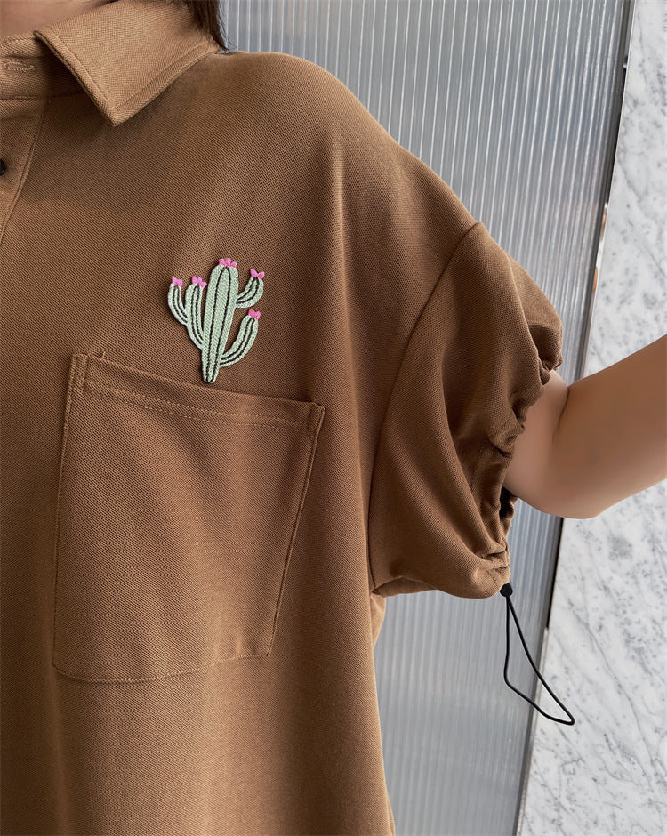 Plus Size Cactus Polo T Shirt Midi Dress