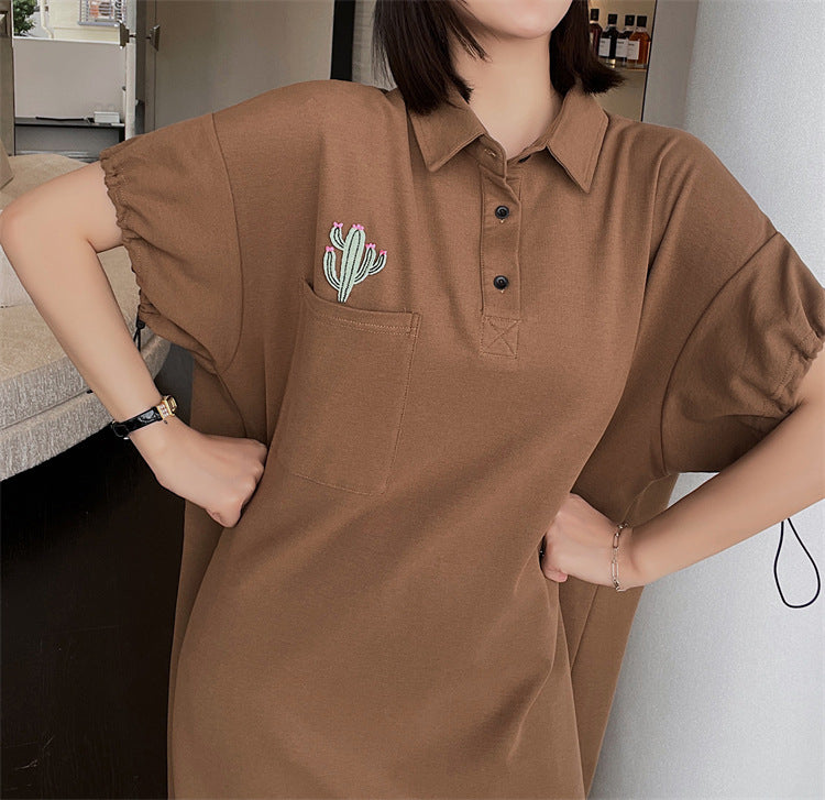 Plus Size Cactus Polo T Shirt Midi Dress