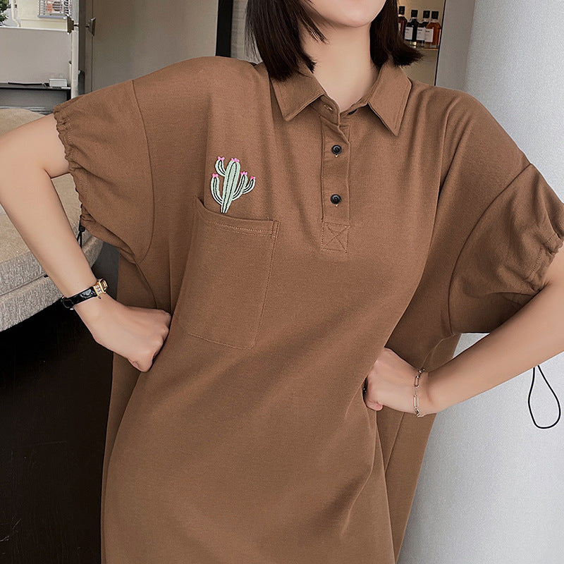 Plus Size Cactus Polo T Shirt Midi Dress