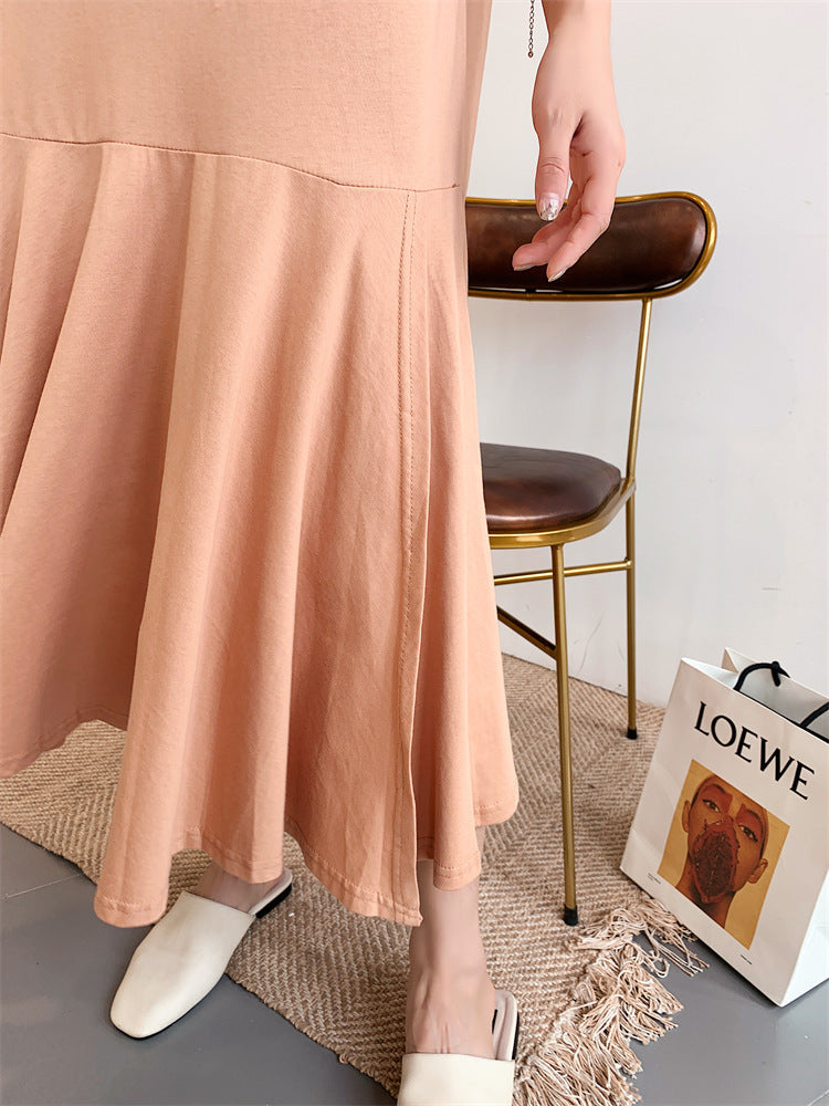 Plus Size Korean Peach Mermaid Midi Dress