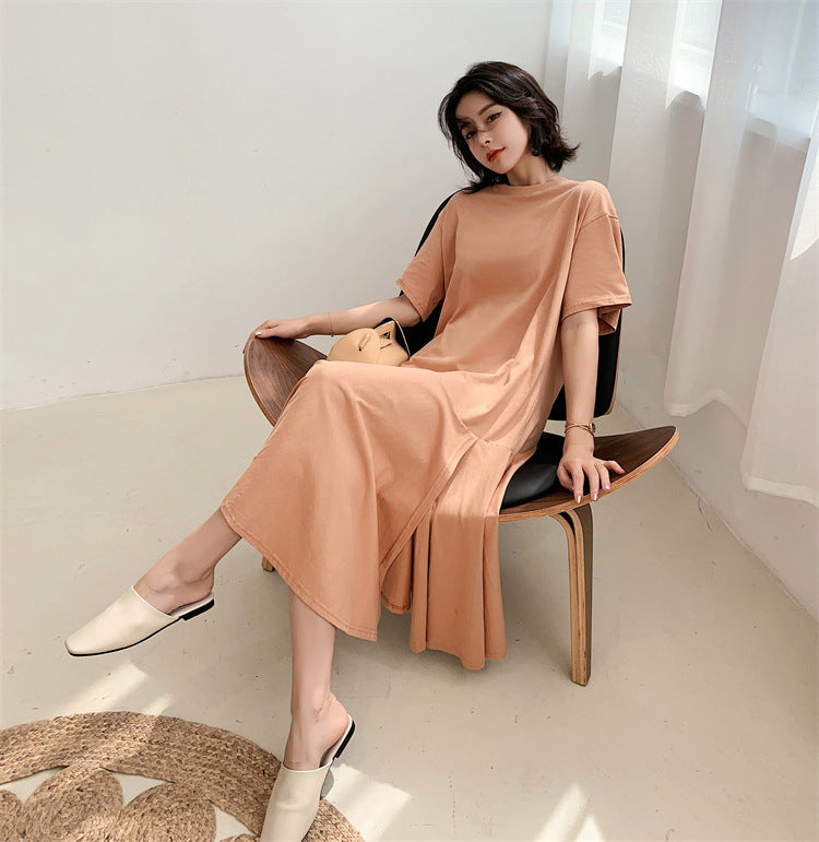 Plus Size Korean Peach Mermaid Midi Dress