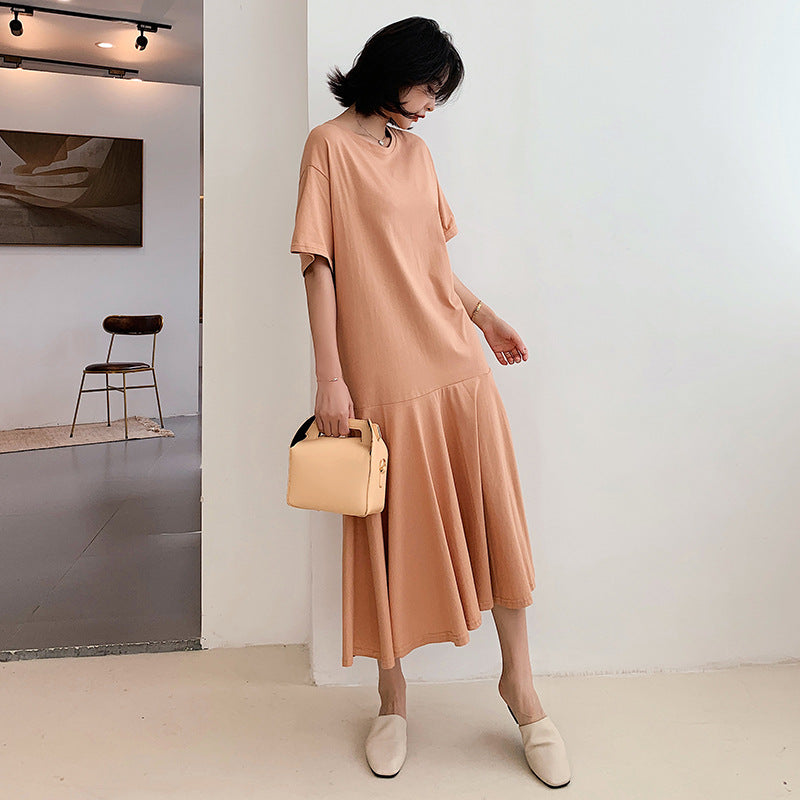 Plus Size Korean Peach Mermaid Midi Dress