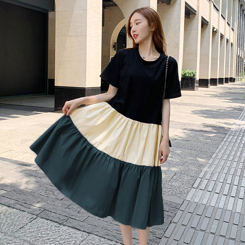 Plus Size Colourblock Tier T Shirt Dress
