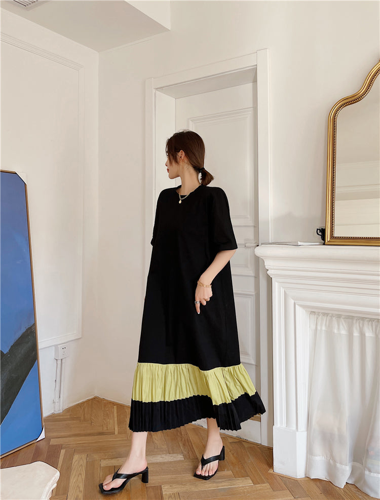 Plus Size Yellow Colourblock Tier T Shirt Dress
