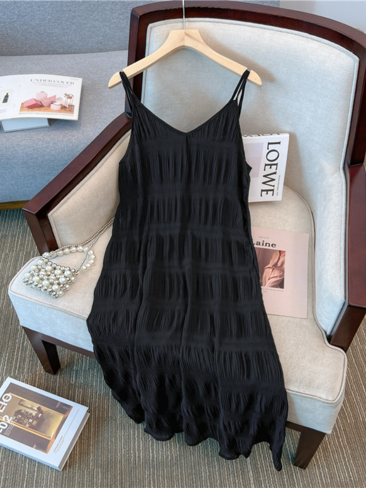 Plus Size Korean Textured Cami Dress