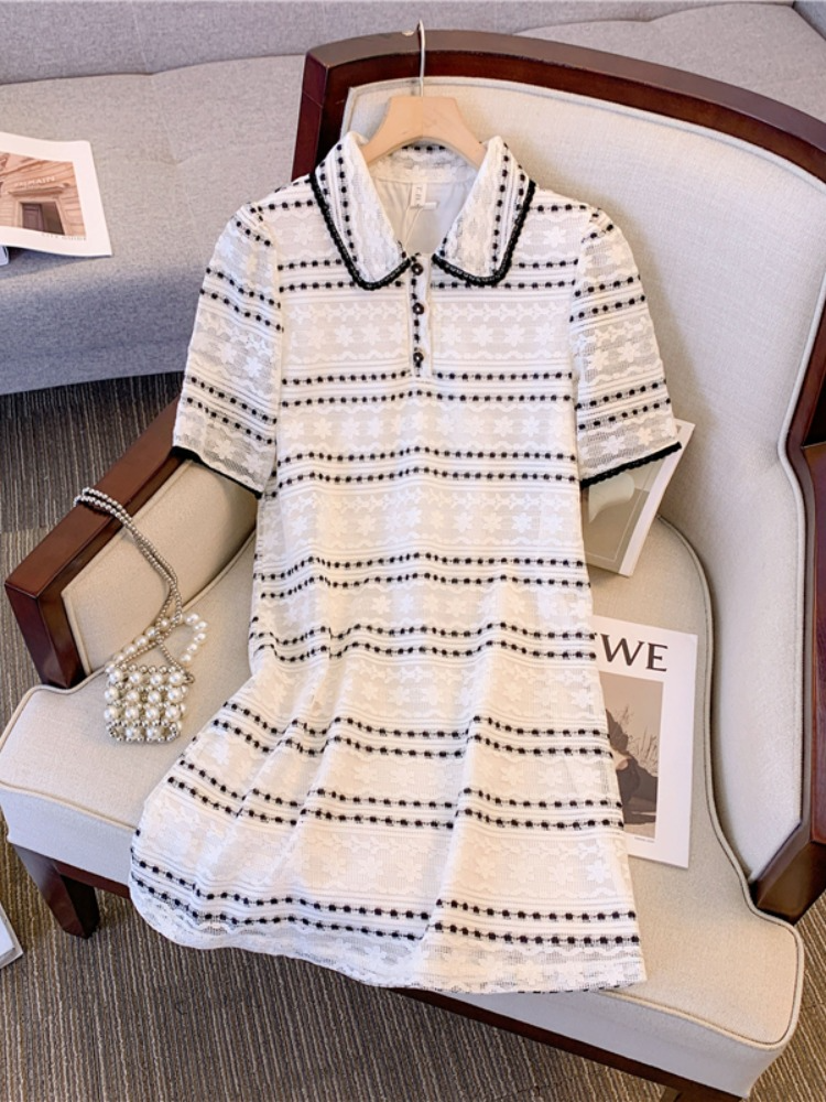 Plus Size Lace Polo T Shirt Dress