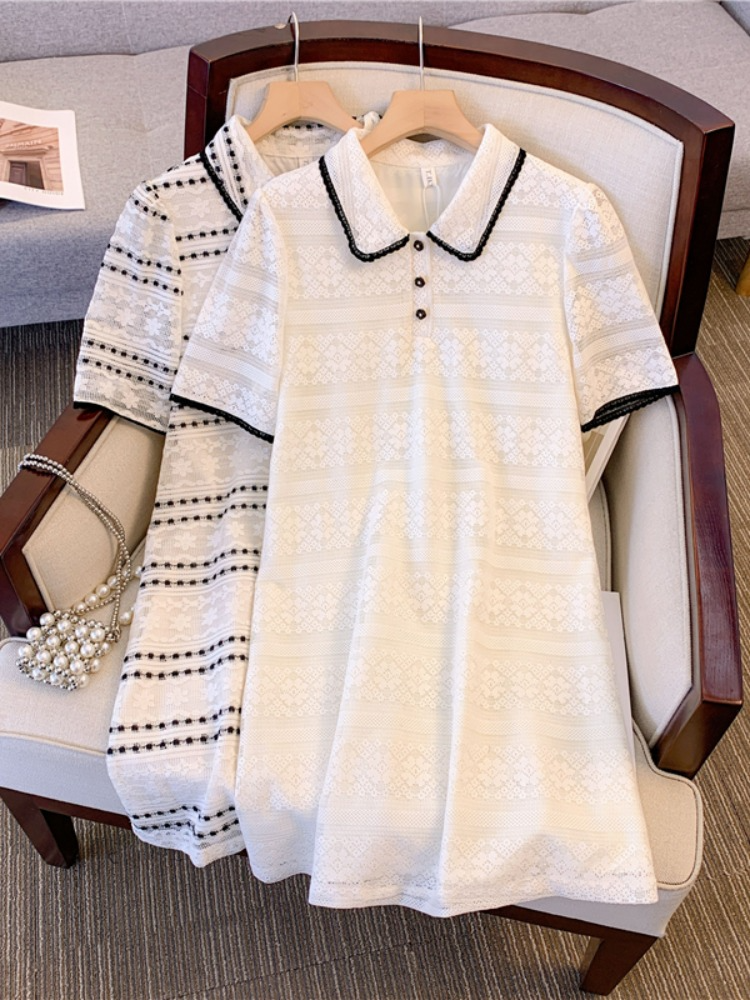 Plus Size Lace Polo T Shirt Dress