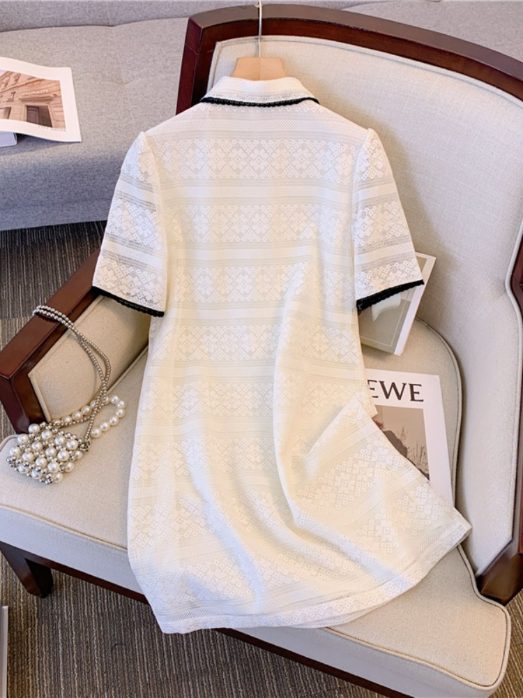 Plus Size Lace Polo T Shirt Dress