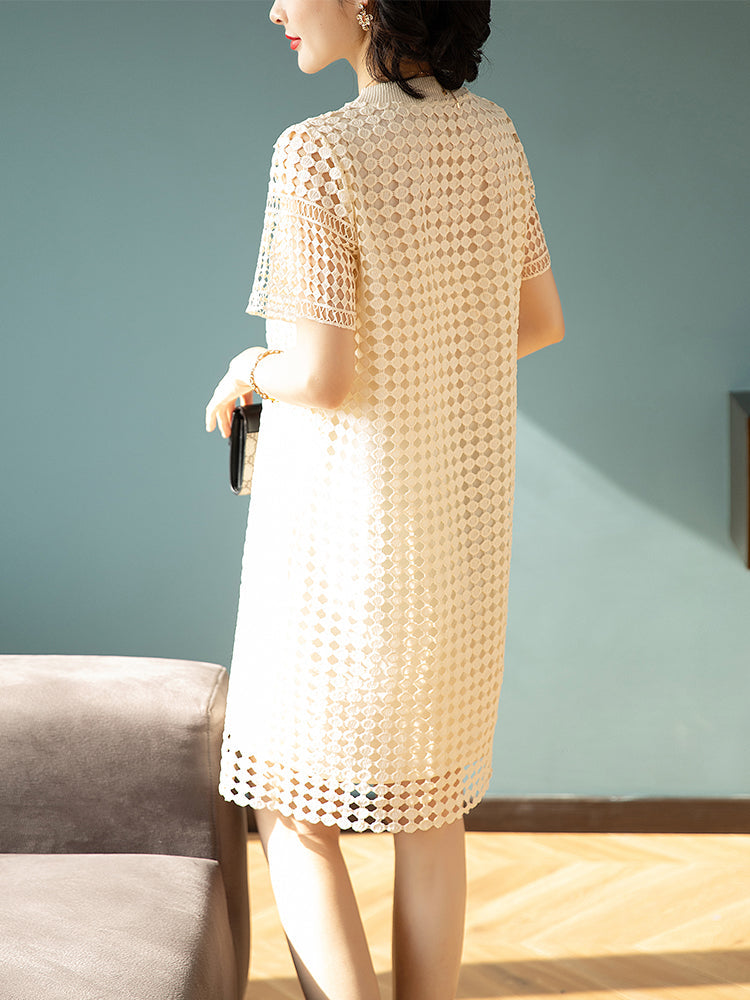 Plus Size Lace Lattice Shift Dress