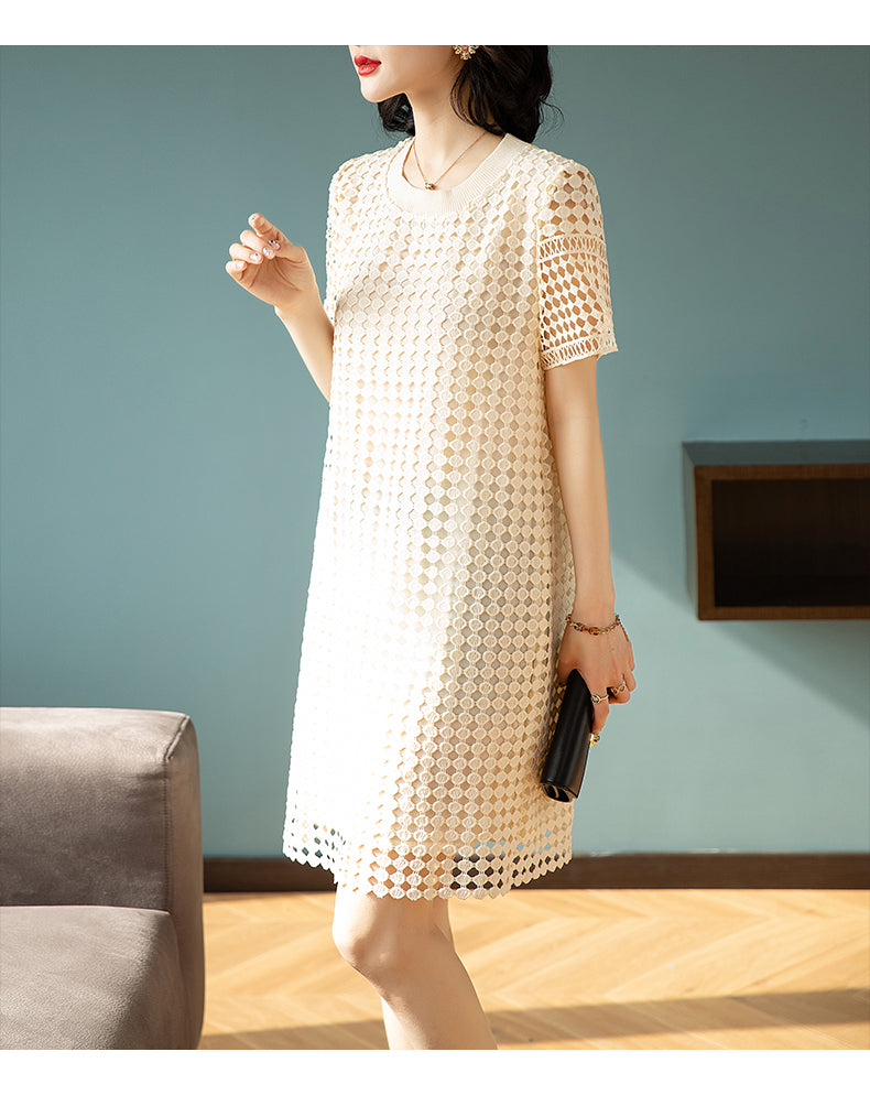 Plus Size Lace Lattice Shift Dress