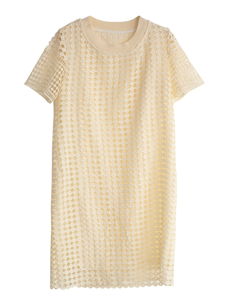 Plus Size Lace Lattice Shift Dress