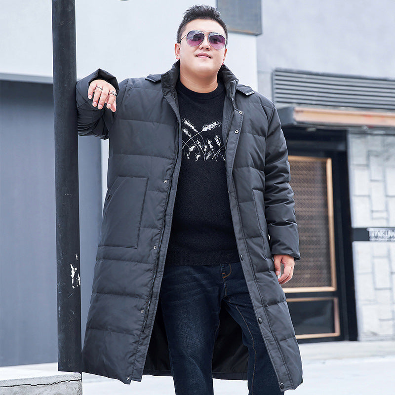 Plus Size Men’s Down Hood Long Length Winter Jacket