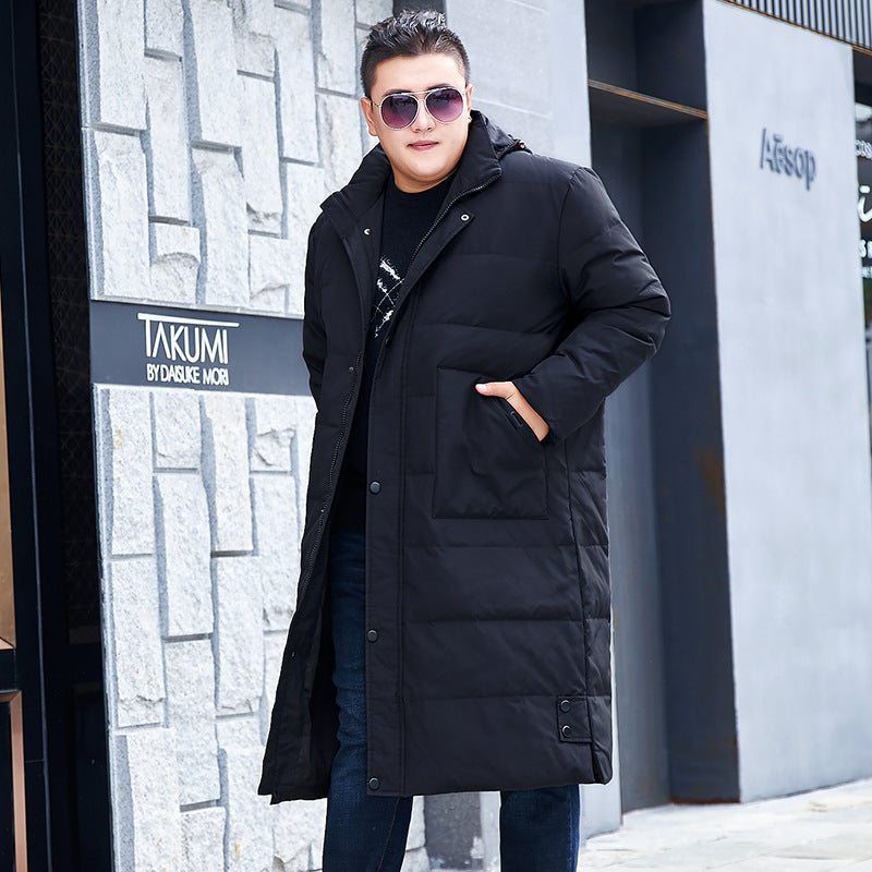 Plus Size Men’s Down Hood Long Length Winter Jacket