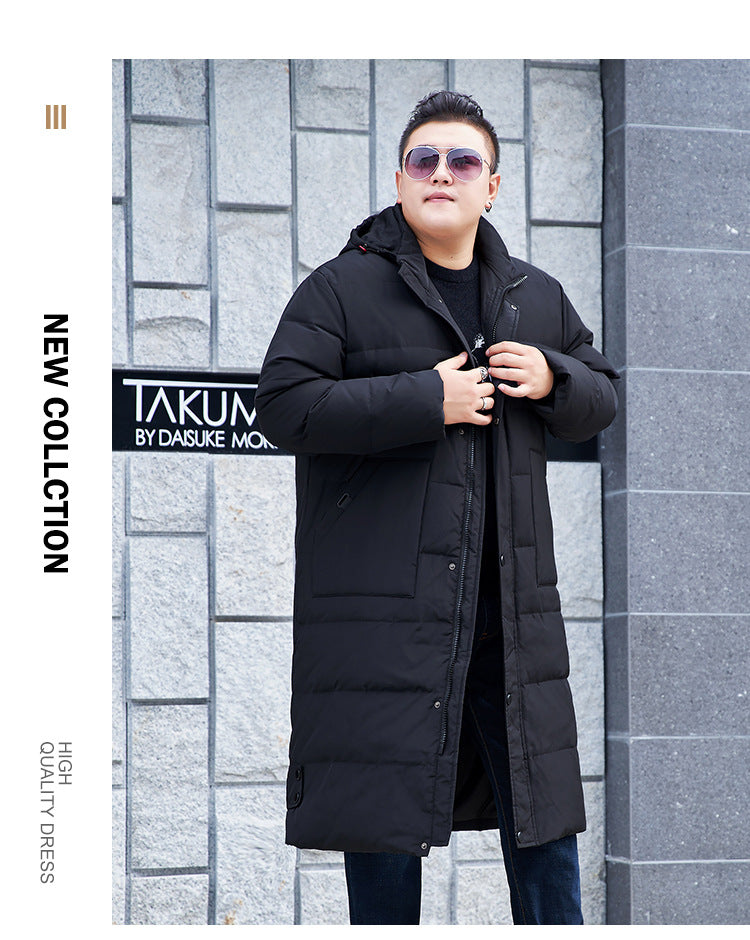 Plus Size Men’s Down Hood Long Length Winter Jacket